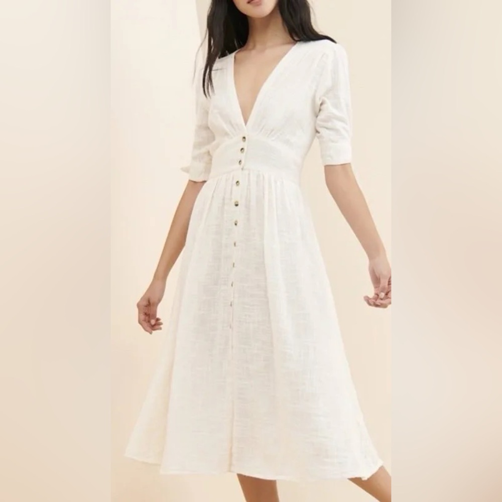 Free People Cream Elegant Love of My Life Midi Dress